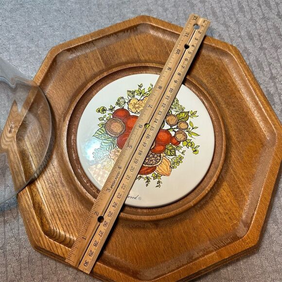 Vintage Goodwood Spice O' Life Teak Cheese & Cracker Board w/ Dome - Picture 4 of 6